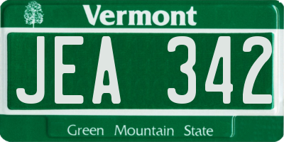 VT license plate JEA342