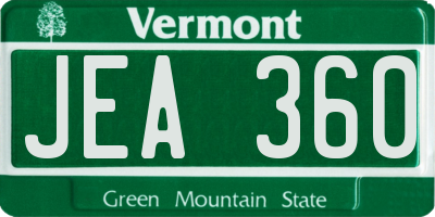 VT license plate JEA360