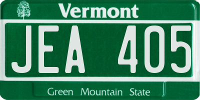 VT license plate JEA405
