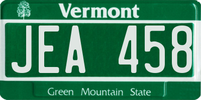 VT license plate JEA458