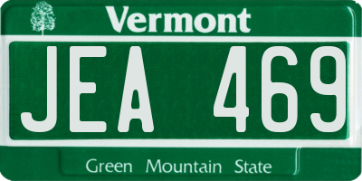 VT license plate JEA469