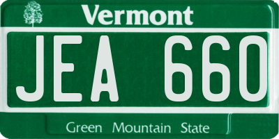 VT license plate JEA660