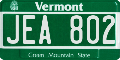 VT license plate JEA802