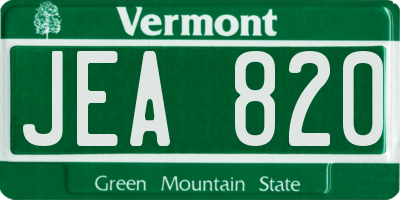VT license plate JEA820
