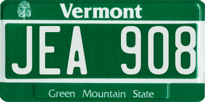 VT license plate JEA908