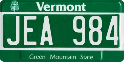 VT license plate JEA984