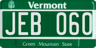 VT license plate JEB060