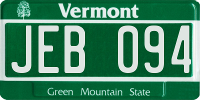 VT license plate JEB094