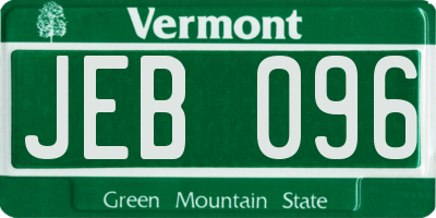 VT license plate JEB096