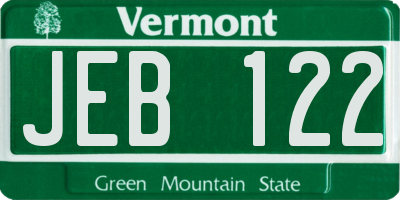 VT license plate JEB122