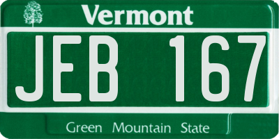 VT license plate JEB167