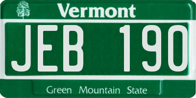 VT license plate JEB190