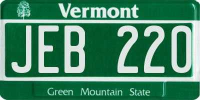 VT license plate JEB220
