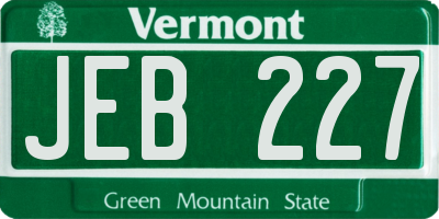 VT license plate JEB227