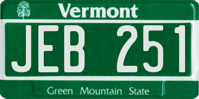 VT license plate JEB251