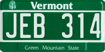 VT license plate JEB314