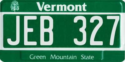 VT license plate JEB327