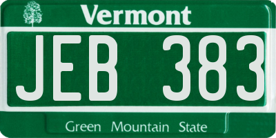 VT license plate JEB383