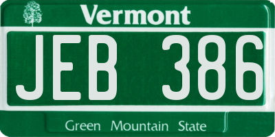 VT license plate JEB386