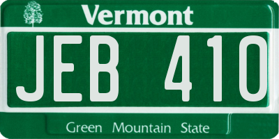 VT license plate JEB410