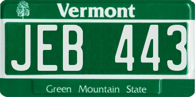 VT license plate JEB443