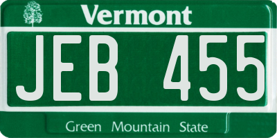 VT license plate JEB455