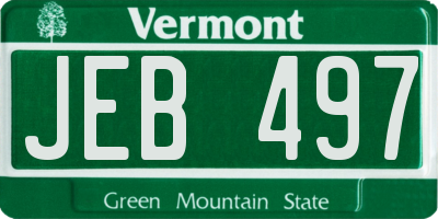 VT license plate JEB497