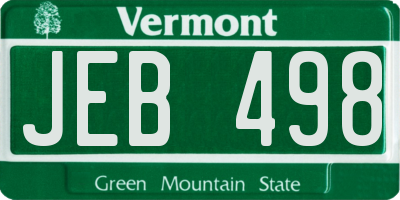 VT license plate JEB498