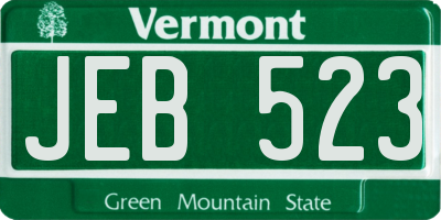 VT license plate JEB523