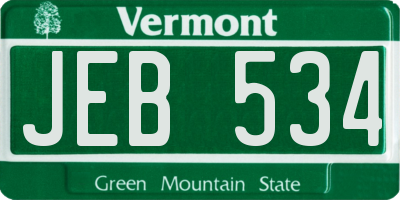 VT license plate JEB534