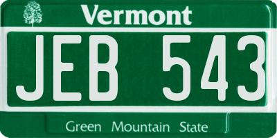 VT license plate JEB543