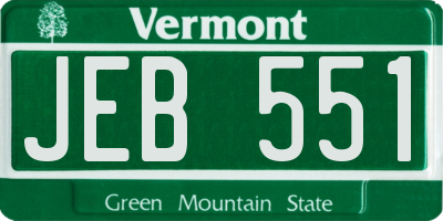 VT license plate JEB551