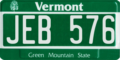 VT license plate JEB576