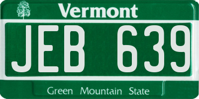 VT license plate JEB639