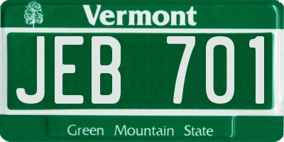 VT license plate JEB701