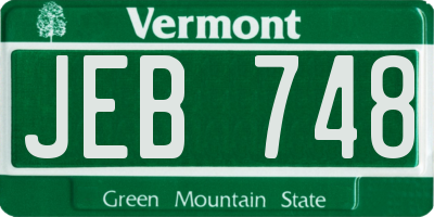 VT license plate JEB748