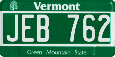 VT license plate JEB762