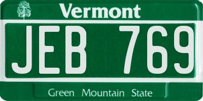 VT license plate JEB769