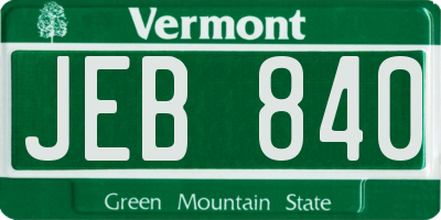 VT license plate JEB840