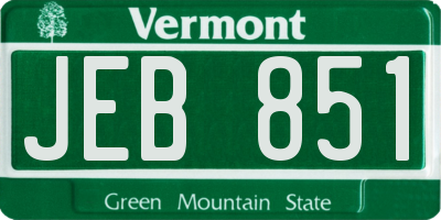 VT license plate JEB851