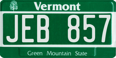 VT license plate JEB857