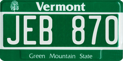 VT license plate JEB870