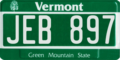 VT license plate JEB897