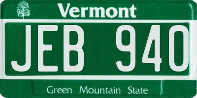 VT license plate JEB940
