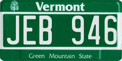 VT license plate JEB946