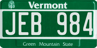 VT license plate JEB984