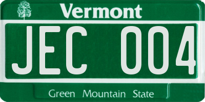 VT license plate JEC004