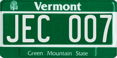 VT license plate JEC007