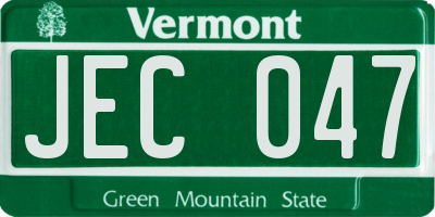 VT license plate JEC047