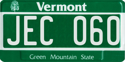 VT license plate JEC060